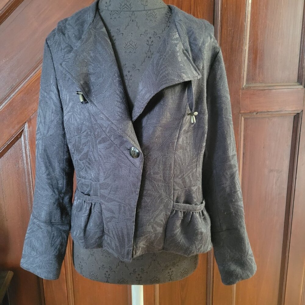 Coldwater Creek Womens Shaped Jacket Black Textured Pattern p8